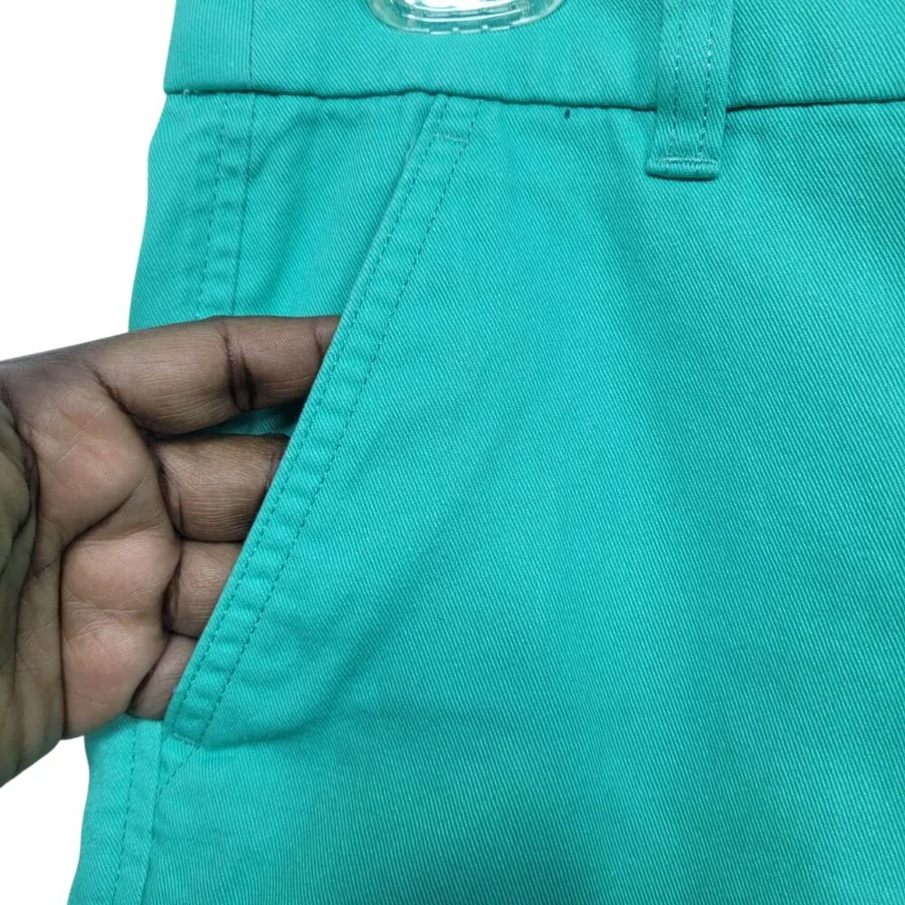J.Crew Factory Green Cotton Flat Front Shorts Women’s Size 8 Casual Summer Chino - Picture 2 of 6